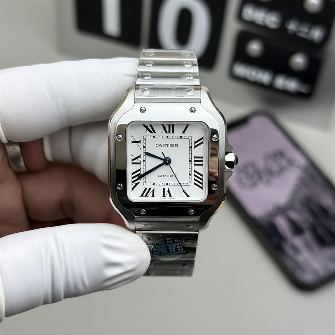 Cartier Santos Medium WSSA0010 — Stahl BVF 1:1 Best Edition · Weißes Zifferblatt · MY9015 — view 1