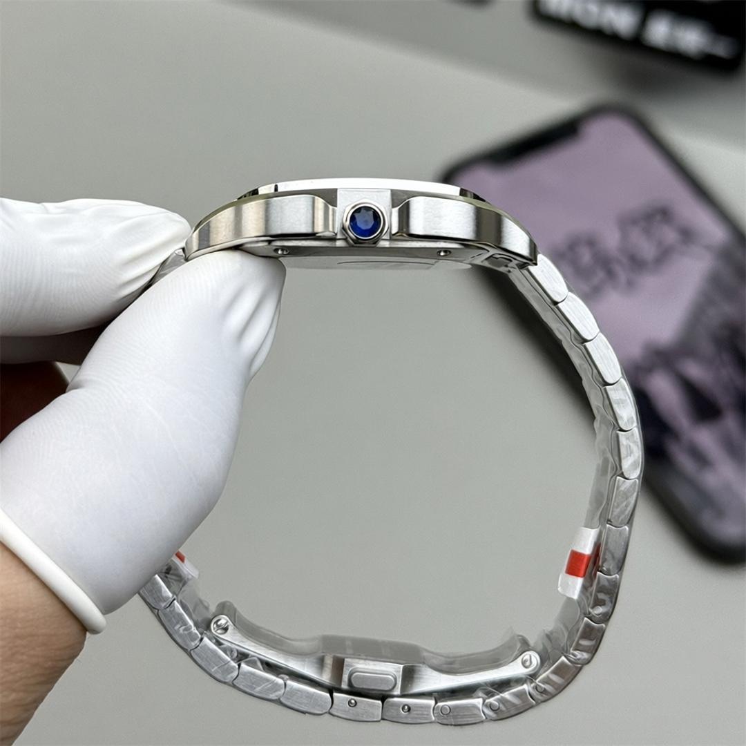 Cartier Santos Medium WSSA0010 — Stahl BVF 1:1 Best Edition · Weißes Zifferblatt · MY9015 — thumbnail 3