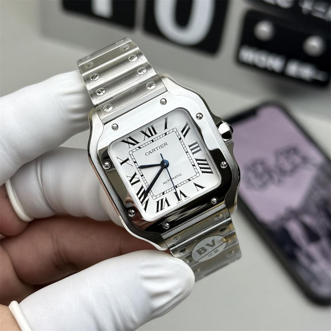 Cartier Santos Medium WSSA0010 — Stahl BVF 1:1 Best Edition · Weißes Zifferblatt · MY9015 — thumbnail 7
