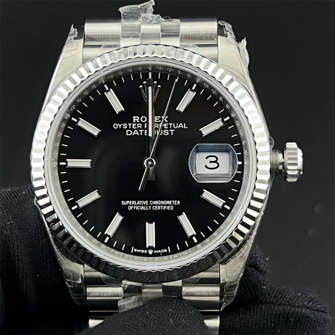 Datejust 36 126234 — Acero 904L VSF V2 1:1 Best Edition · Esfera Negra de Barras · Bisel Estriado · Jubilé · DD3235 — view 1