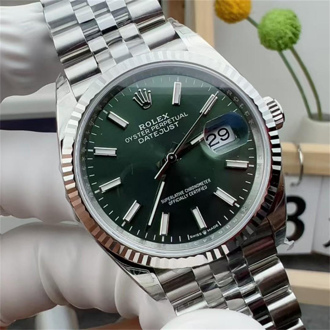 Datejust 36 126234 — Acier 904L VSF V2 1:1 Best Edition · Cadran Vert à Bâtons · Lunette Cannelée · Jubilé · DD3235 — view 1