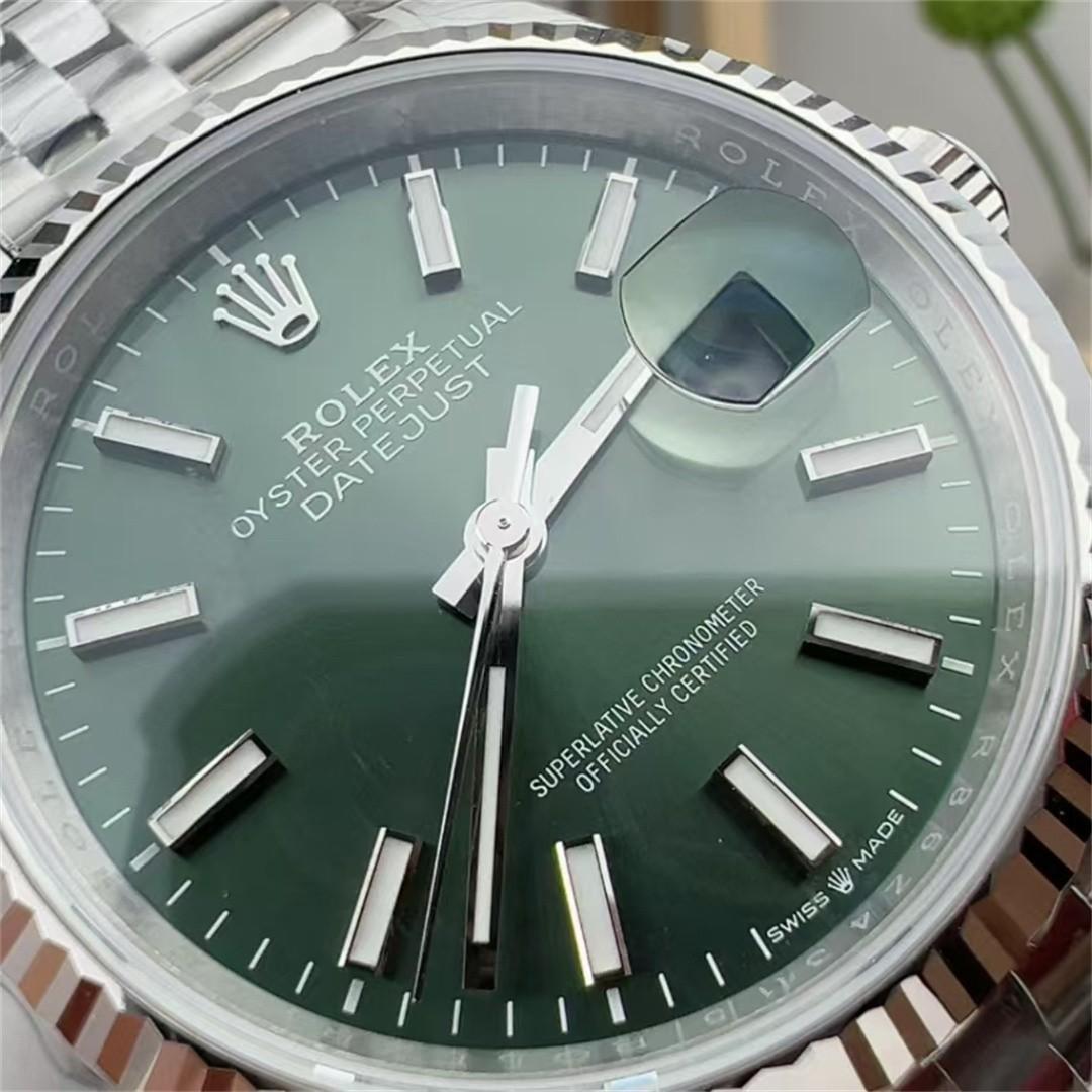 Datejust 36 126234 — Acier 904L VSF V2 1:1 Best Edition · Cadran Vert à Bâtons · Lunette Cannelée · Jubilé · DD3235 — thumbnail 7