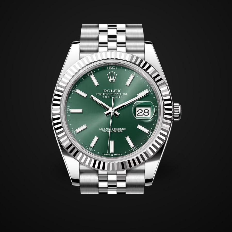 Datejust 36 126234 — 904L Steel VSF V2 1:1 Best Edition · Green Stick Dial · Fluted Bezel · Jubilee · DD3235