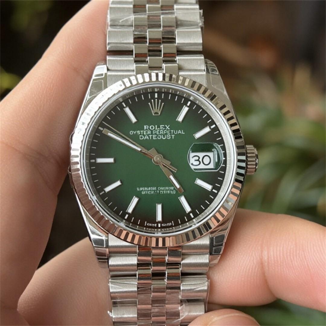 Datejust 36 126234 — 904L Steel VSF 1:1 Best Edition · Green Ombré Stick Dial · Fluted Bezel · Jubilee · DD3235 — view 1