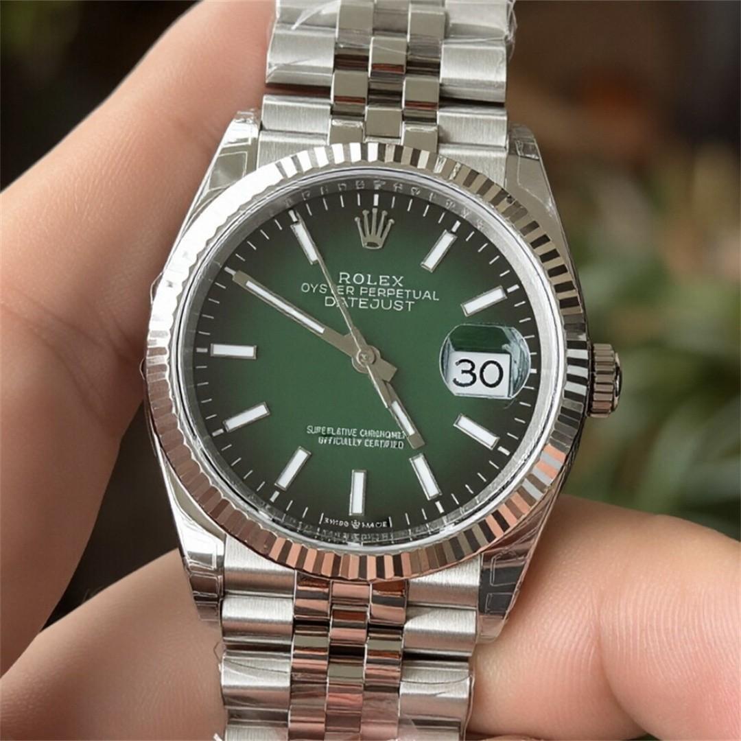 Datejust 36 126234 — 904L Steel VSF 1:1 Best Edition · Green Ombré Stick Dial · Fluted Bezel · Jubilee · DD3235 — thumbnail 2