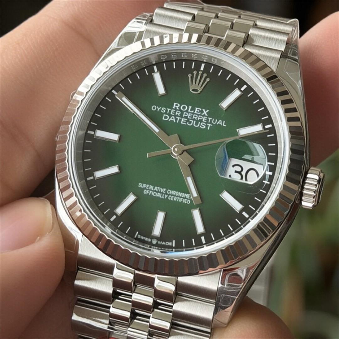 Datejust 36 126234 — 904L Steel VSF 1:1 Best Edition · Green Ombré Stick Dial · Fluted Bezel · Jubilee · DD3235 — thumbnail 3