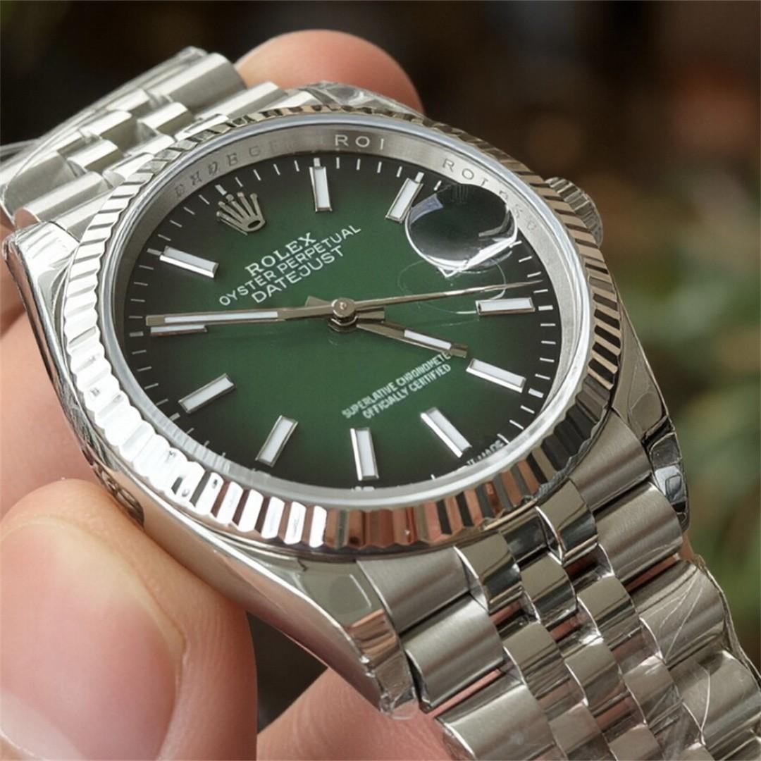 Datejust 36 126234 — 904L Steel VSF 1:1 Best Edition · Green Ombré Stick Dial · Fluted Bezel · Jubilee · DD3235 — thumbnail 4