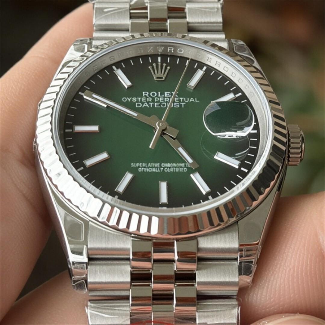 Datejust 36 126234 — 904L Steel VSF 1:1 Best Edition · Green Ombré Stick Dial · Fluted Bezel · Jubilee · DD3235 — thumbnail 5