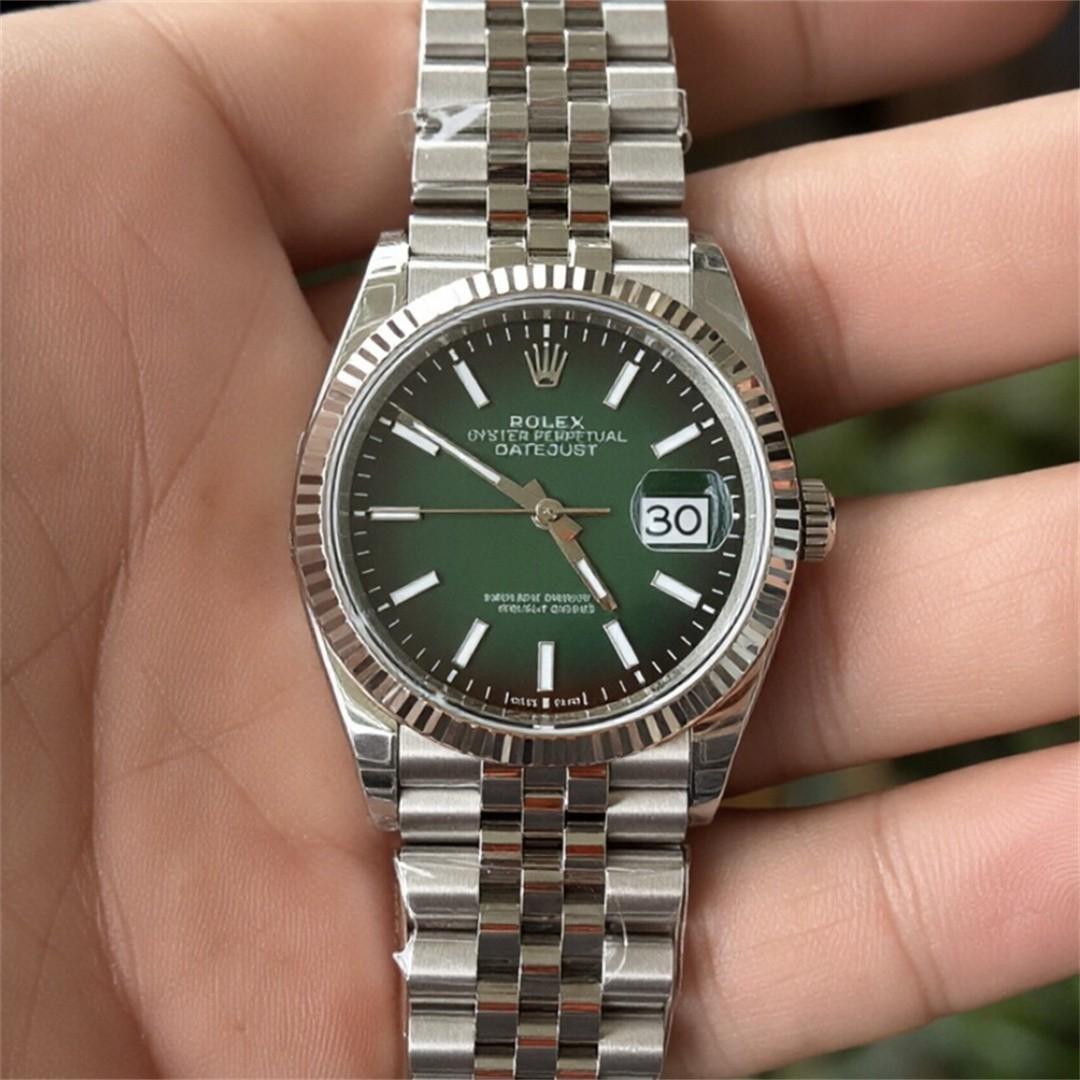 Datejust 36 126234 — 904L Steel VSF 1:1 Best Edition · Green Ombré Stick Dial · Fluted Bezel · Jubilee · DD3235 — thumbnail 6