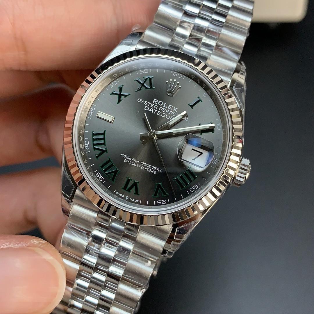 Datejust 36 126234 « Wimbledon » — Acciaio 904L VSF V2 1:1 Best Edition · Quadrante Grigio Ardesia Romano · Lunetta Zigrinata · Jubilé · DD3235 — view 1
