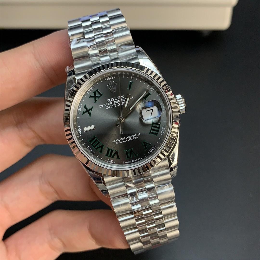 Datejust 36 126234 « Wimbledon » — Acciaio 904L VSF V2 1:1 Best Edition · Quadrante Grigio Ardesia Romano · Lunetta Zigrinata · Jubilé · DD3235 — thumbnail 3
