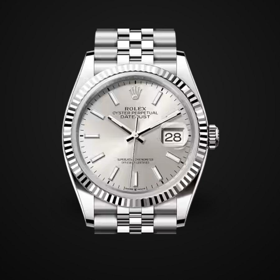 Datejust 36 126234 — 904L Steel VSF 1:1 Best Edition · Silver Stick Dial · Fluted Bezel · Jubilee · VS3235