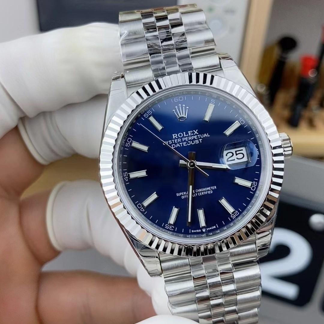 Datejust 41 126334 — 904L Steel VSF V2 1:1 Best Edition · Blue Textured Stick Dial · Fluted Bezel · Jubilee · DD3235 — view 1