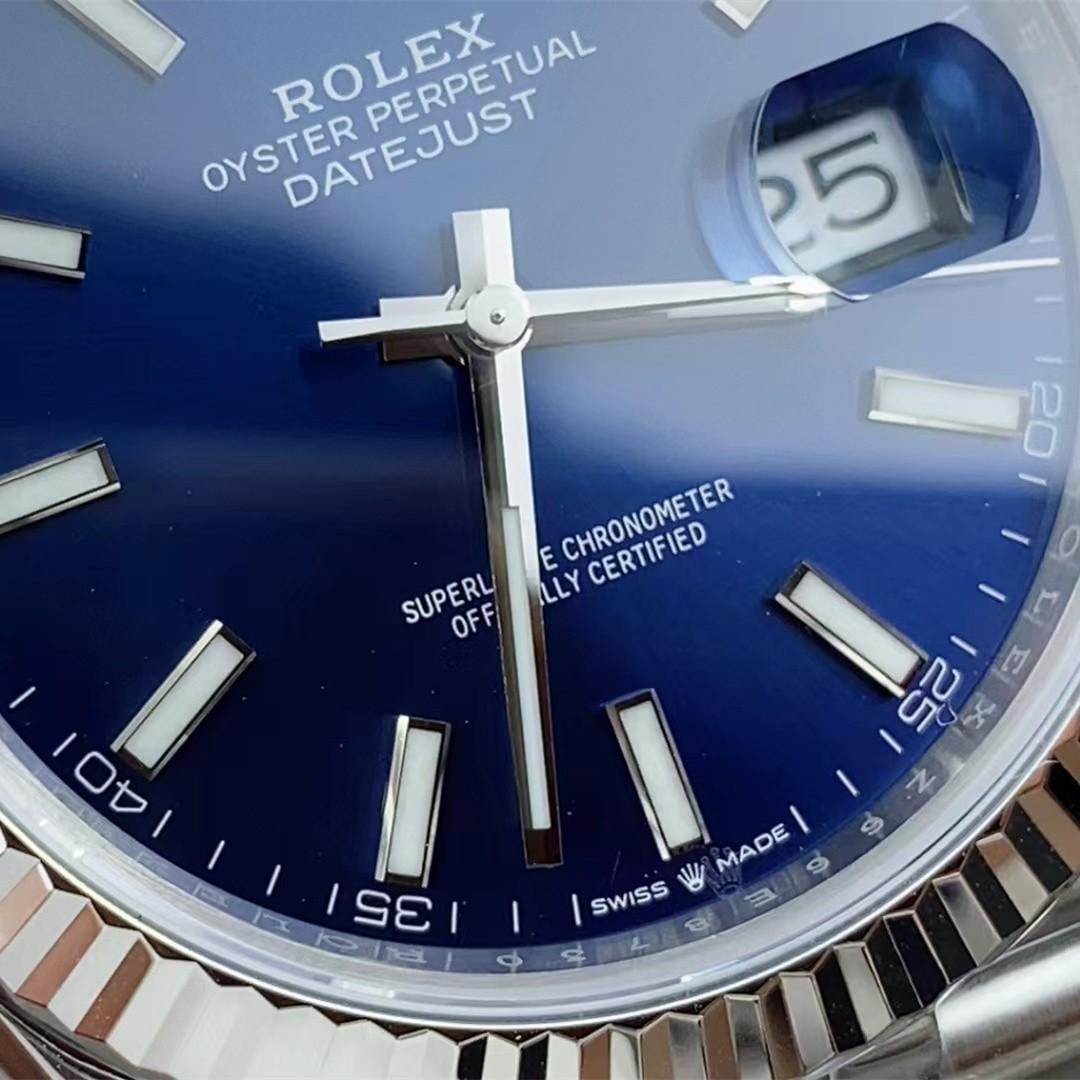 Datejust 41 126334 — 904L Steel VSF V2 1:1 Best Edition · Blue Textured Stick Dial · Fluted Bezel · Jubilee · DD3235 — thumbnail 3