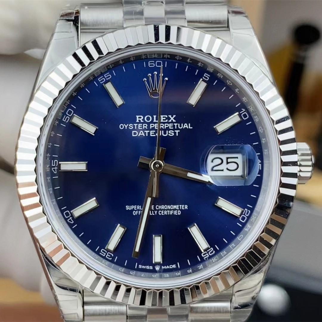 Datejust 41 126334 — 904L Steel VSF V2 1:1 Best Edition · Blue Textured Stick Dial · Fluted Bezel · Jubilee · DD3235 — thumbnail 6