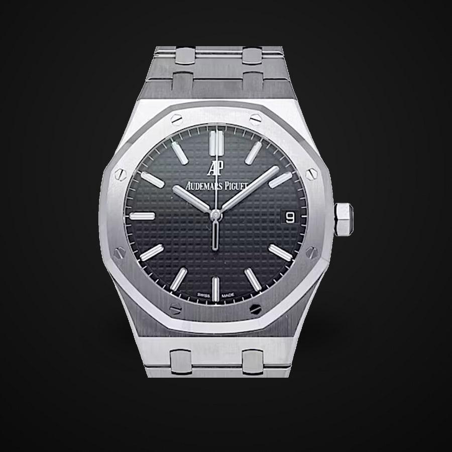 Royal Oak 15500 41mm — 316L-Stahl ZF 1:1 Best Edition · Schwarzes Tapisserie-Zifferblatt · Integriertes Armband · A4302