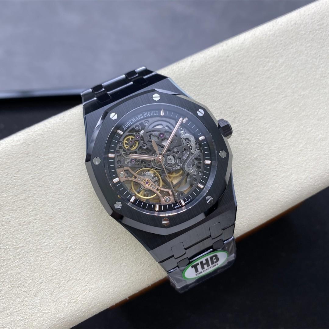 Royal Oak Openworked 15416CE 41mm — Schwarze Keramik THBF 1:1 Best Edition · Skelett-Zifferblatt · Keramikarmband · SA3132 — thumbnail 8