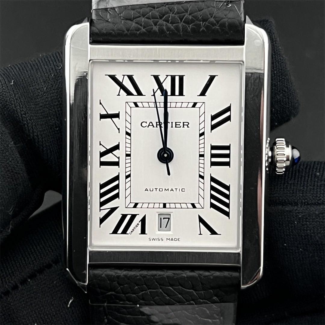Tank Solo XL 41mm — Acciaio AF 1:1 Best Edition · Quadrante bianco romano · Lunetta lucida · Pelle nera · MY9015 — view 1