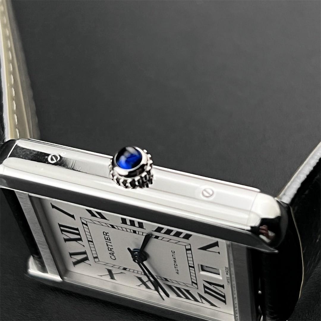 Tank Solo XL 41mm — Acciaio AF 1:1 Best Edition · Quadrante bianco romano · Lunetta lucida · Pelle nera · MY9015 — thumbnail 3