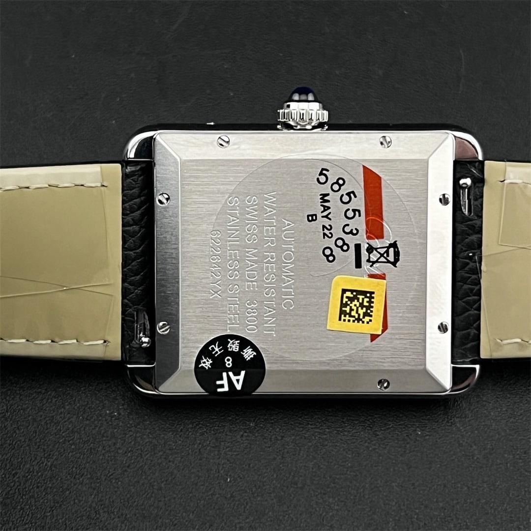 Tank Solo XL 41mm — Acciaio AF 1:1 Best Edition · Quadrante bianco romano · Lunetta lucida · Pelle nera · MY9015 — thumbnail 6