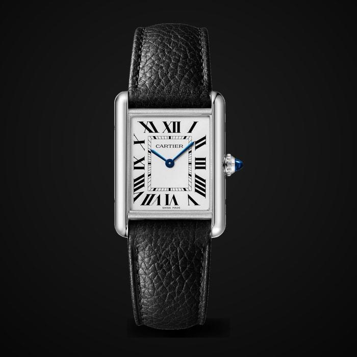 Tank Solo XL 41mm — Steel AF 1:1 Best Edition · White Roman Dial · Polished Bezel · Black Leather · MY9015