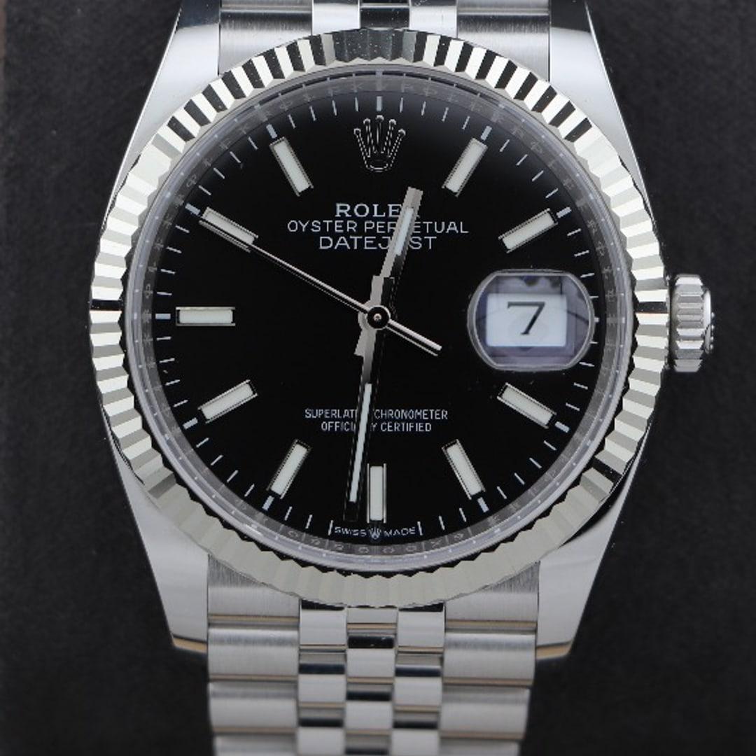 Datejust 36 — VSF V2 Remould · Black Stick Dial · Steel · Fluted Bezel · Jubilee · VS3235
