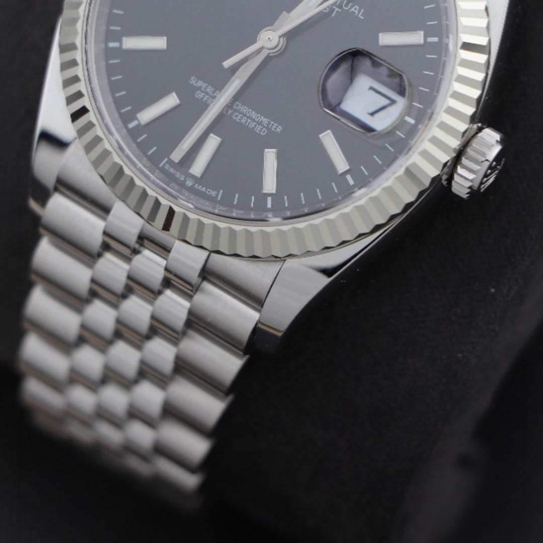 Datejust 36 — VSF V2 Remould · Black Stick Dial · Steel · Fluted Bezel · Jubilee · VS3235 — thumbnail 2