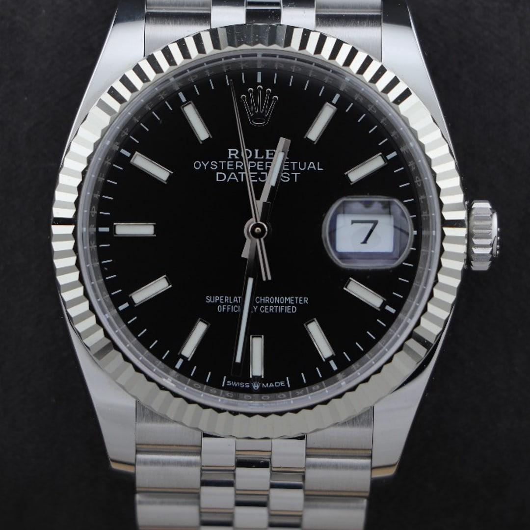 Datejust 36 — VSF V2 Remould · Black Stick Dial · Steel · Fluted Bezel · Jubilee · VS3235 — thumbnail 3