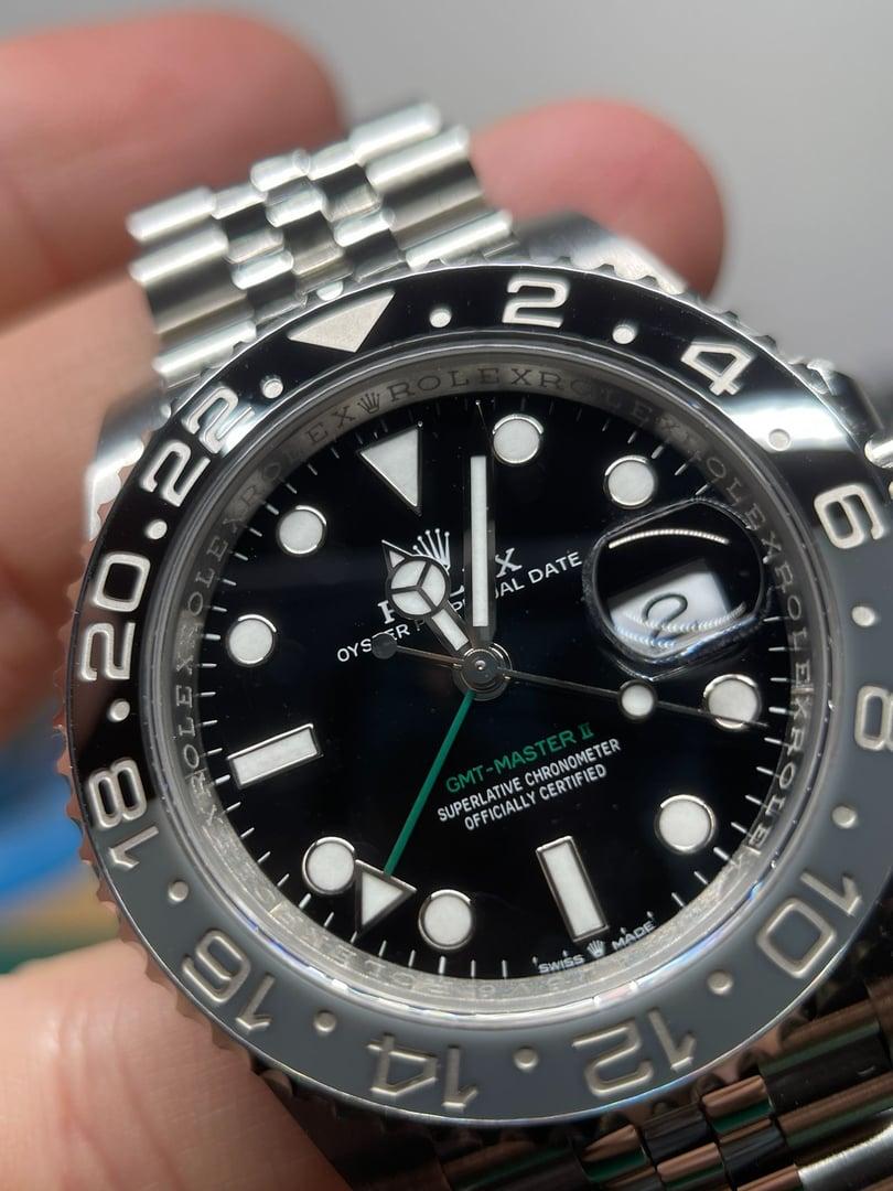 GMT-Master II 126710GRNR "Bruce Wayne" — Super Franken Genuine-Parts Build · Black Dial · Grey/Black Bezel · Jubilee · DD3285 — thumbnail 4
