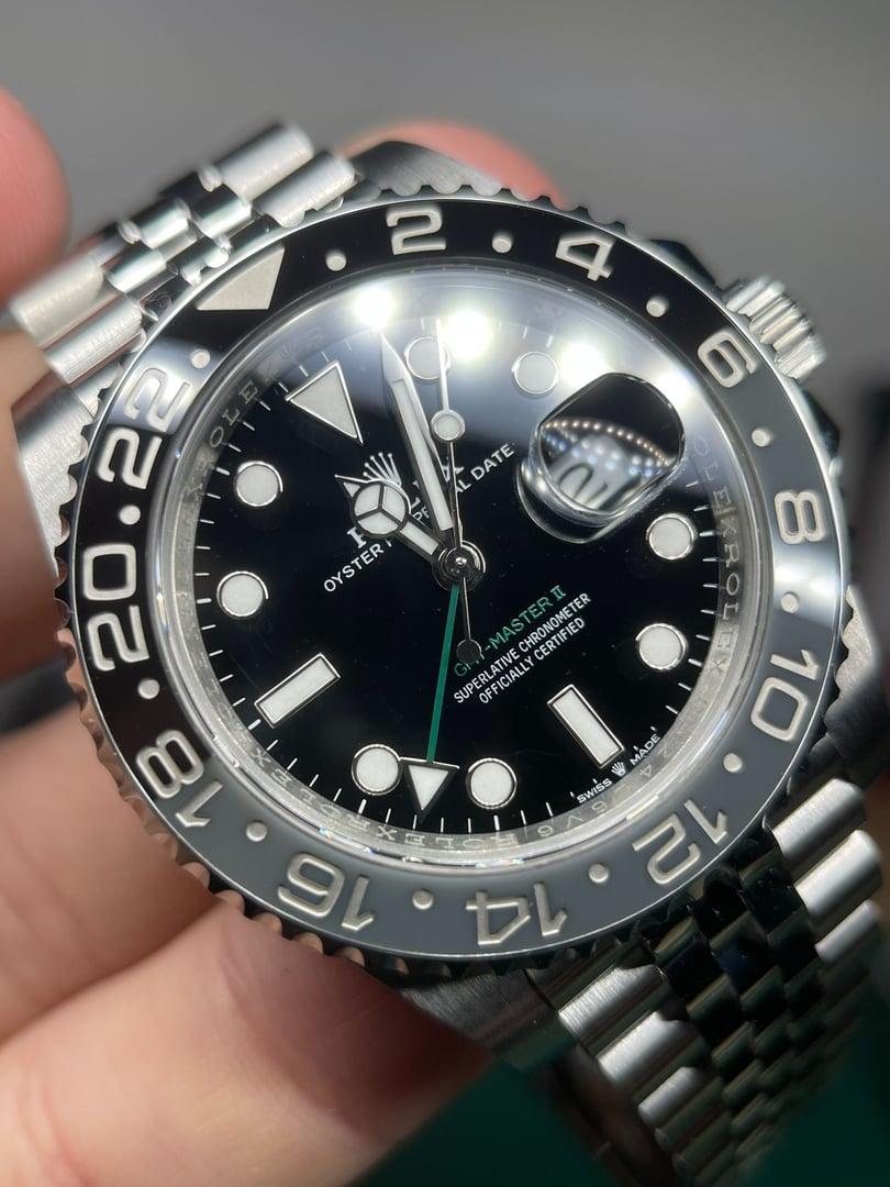 GMT-Master II 126710GRNR "Bruce Wayne" — Super Franken Genuine-Parts Build · Black Dial · Grey/Black Bezel · Jubilee · DD3285 — thumbnail 6