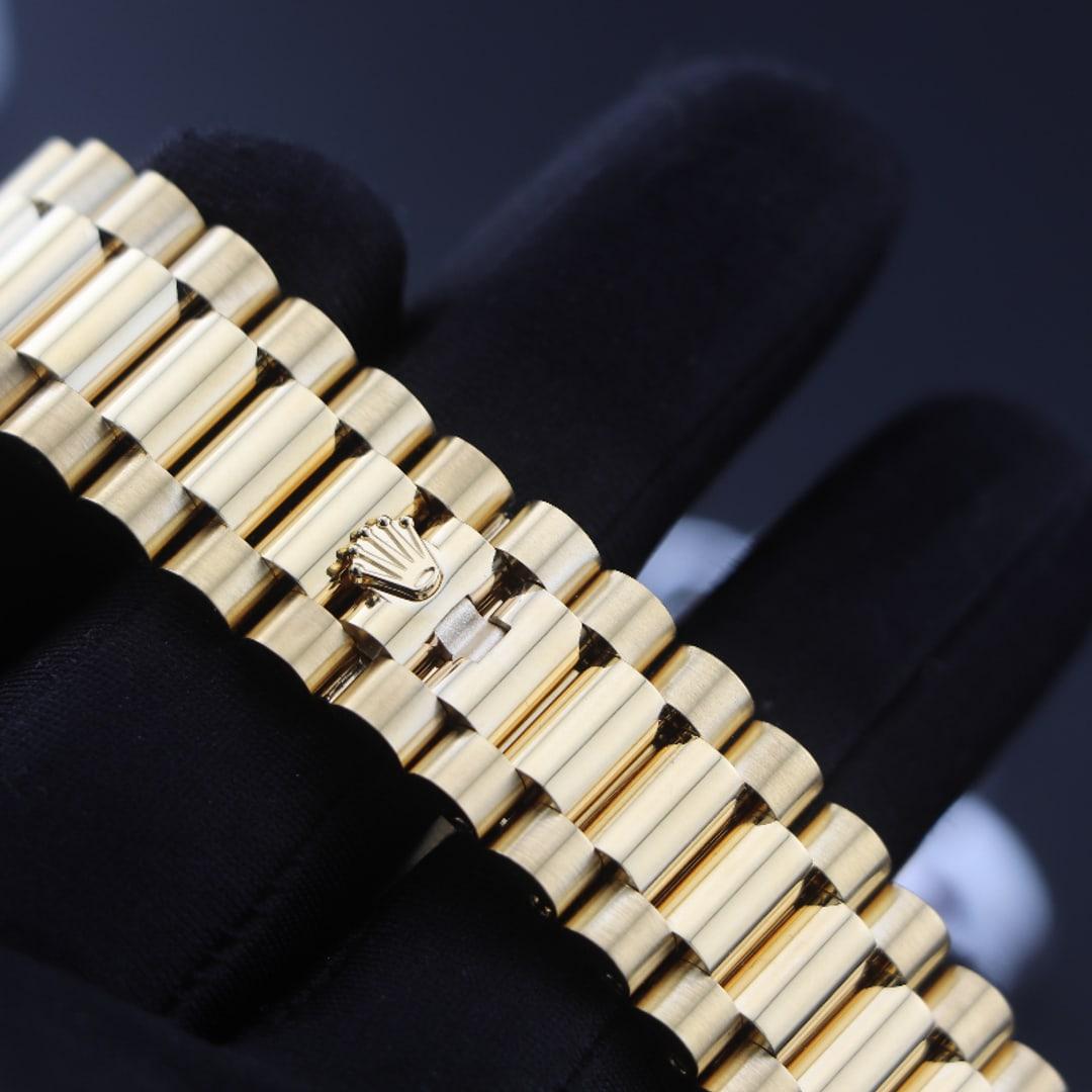 Day-Date 40 228238 — VSF Weighted YG Build V2 · Champagne Roman Dial · Solid 18k Gold CNC Fluted Bezel · President — thumbnail 7