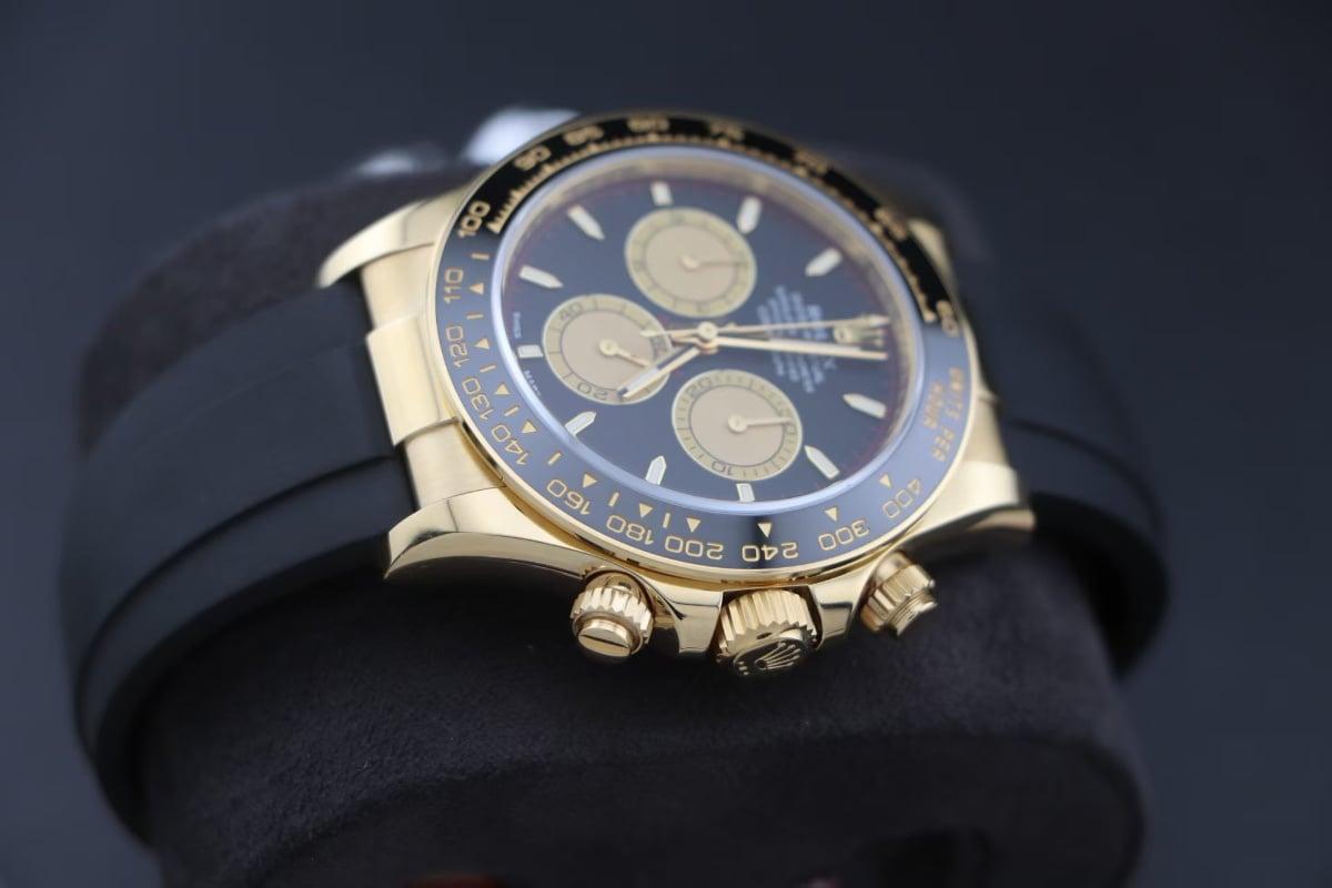 Daytona 126518LN — VSF Weighted 18k Yellow Gold Build · Paul Newman Black Dial · Black Ceramic Bezel · Oysterflex · DD4131 — thumbnail 2