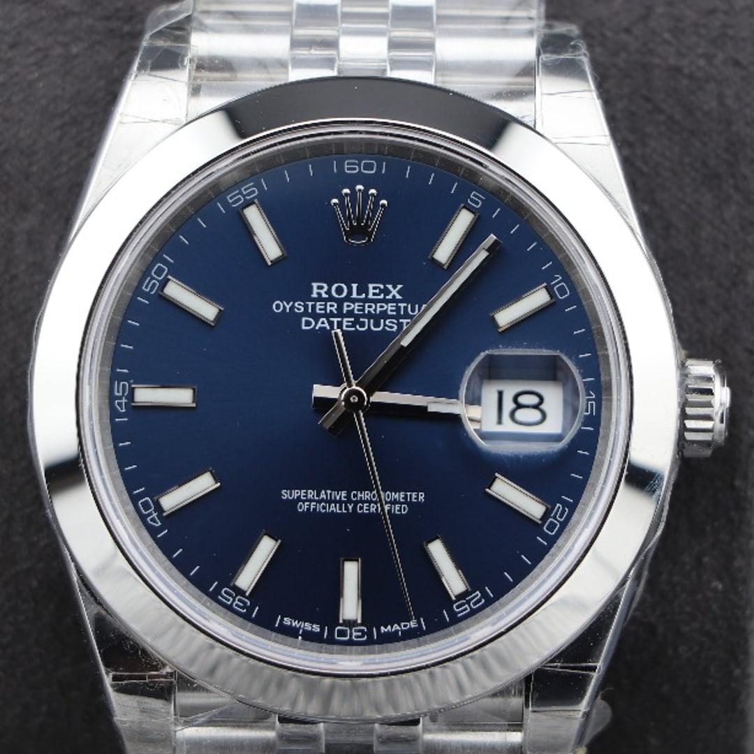Datejust 41 126334 — Gen Franken Build · VSF Base · Genuine Rolex 5-Piece Set · Blue Stick Dial · Jubilee